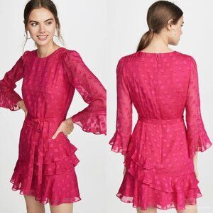 Saloni Marissa Mini B Dress in Candy Pink Metallic Sz 4